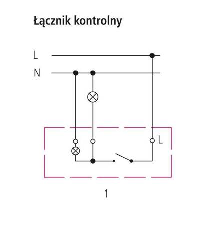 Łącznik kontrolny z podświetleniem niebieskim Ospel Sonata Ecru