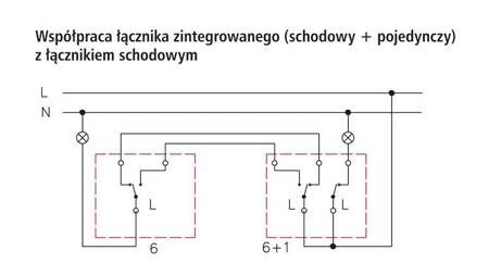 Łącznik schodowy + jednobiegunowy Ospel Sonata Biała