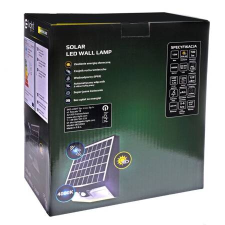 Lampa Solarna kinkiet Transformer 15W 4000K z czujnikiem ruchu