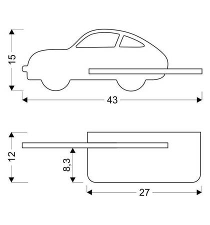 Lampa kinkiet półeczka 5W LED 4000K IQ Kids Car niebieski 21-85085