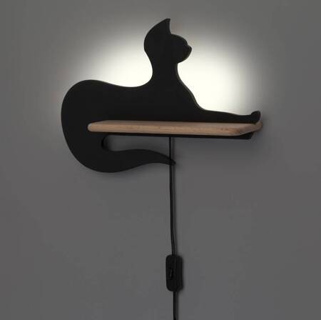 Lampa kinkiet ścienny 5W LED Cat Kids czarny z przewodem Candellux 21-26002