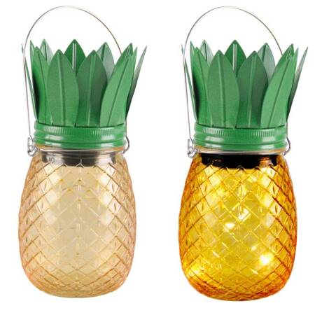 Lampa solarna Led ANANAS słoik szkło