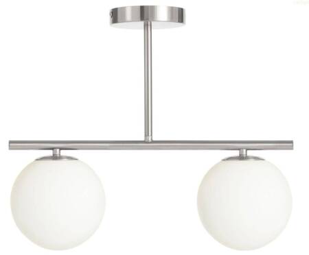 Lampa sufitowa Milano chrom mat podwójna 2xE14 mleczne kule