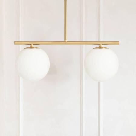 Lampa sufitowa Milano golden mat podwójna mleczne kule 2xE14