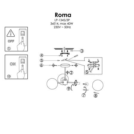 Lampa sufitowa Roma 3xE14 złota 