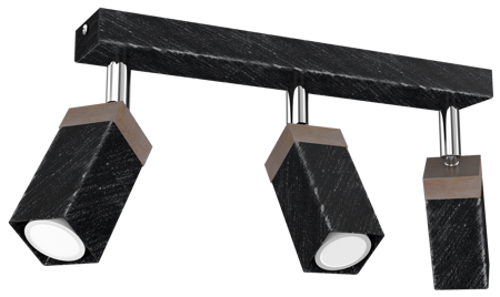 Lampa sufitowa SOLO SAWN BLACK / PATINATED WOOD 3x mini GU10