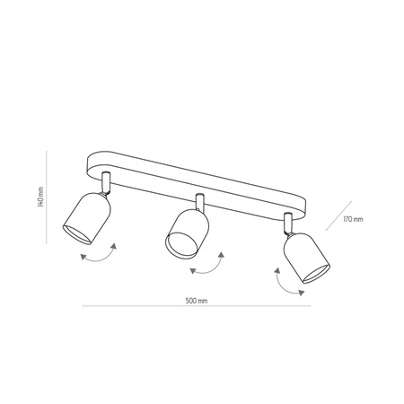 Lampa sufitowa TOP Black/Chrom 3xGU10