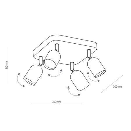 Lampa sufitowa TOP Black/Chrom 4xGU10