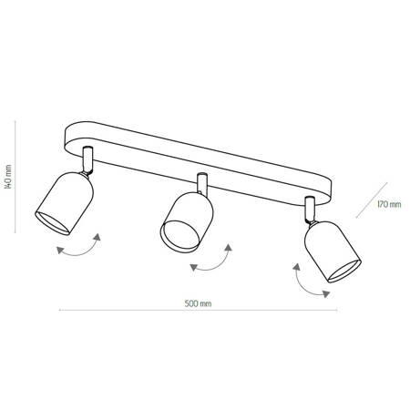 Lampa sufitowa TOP Black/Gold 3xGU10