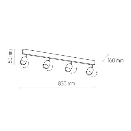 Lampa sufitowa TOP Black/White 4xGU10