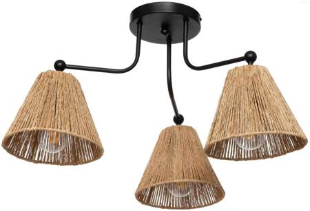 Lampa sufitowa czarna trawa morska 3xE27