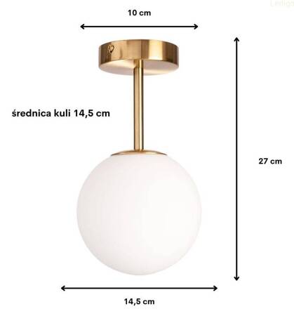 Lampa sufitowa plafon Milano gold pojedyńcza mleczna kula 1xE14