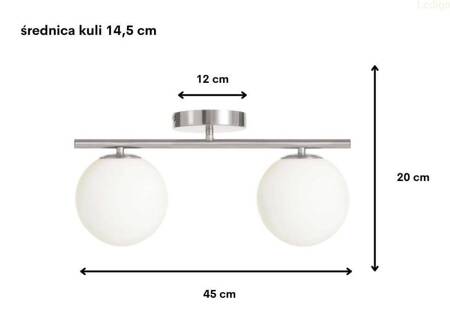 Lampa sufitowa plafon Milano silver podwójna 2xE14 mleczne kule