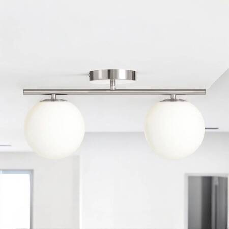 Lampa sufitowa plafon Milano silver podwójna 2xE14 mleczne kule