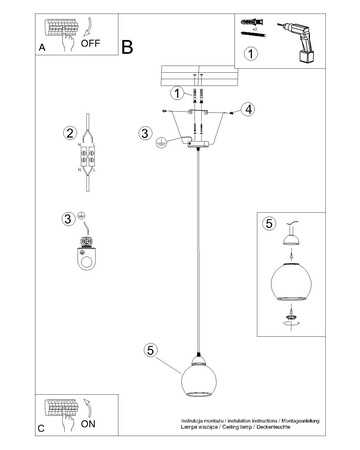 Lampa wisząca ALINO 1 czarna