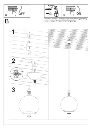 Lampa wisząca BALL błękitna