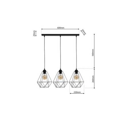 Lampa wisząca BASKET BLACK 3xE27 czarna