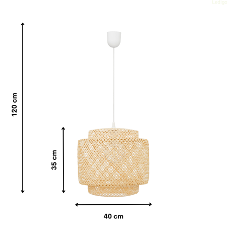 Lampa wisząca BOHO bambusowa biała 38cm E27