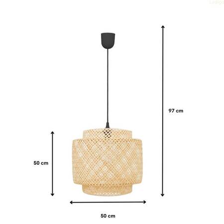 Lampa wisząca BOHO bambusowa czarna 50cm