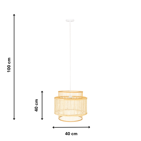 Lampa wisząca BOHO biała rattanowa plecionka 40cm BMB07