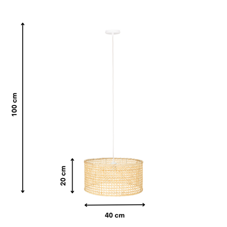 Lampa wisząca BOHO biała rattanowa plecionka 40cm RTN01