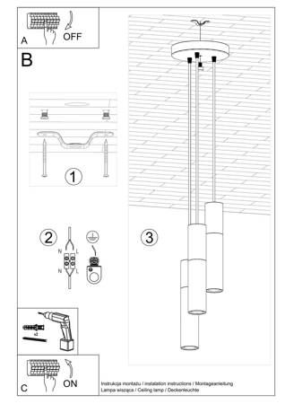 Lampa wisząca BORGIO 3P czarny