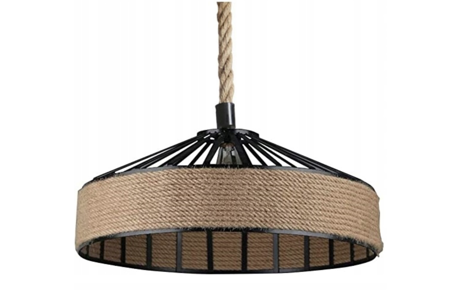 Lampa wisząca Boho metalowa z liną jutową 50cm