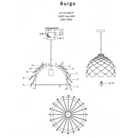 Lampa wisząca Burgo duża LP-101335/1P L