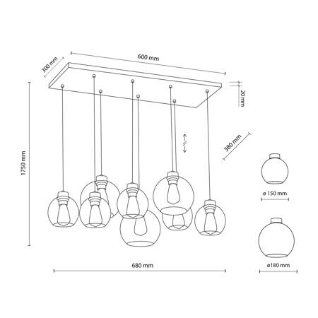 Lampa wisząca CUBUS LAMPA 8xE27