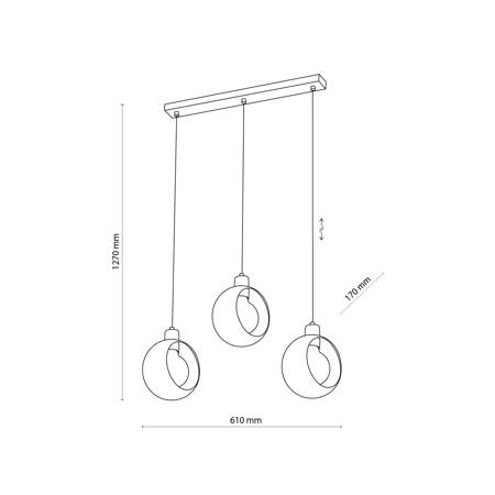 Lampa wisząca CYKLOP 3xE27 listwa