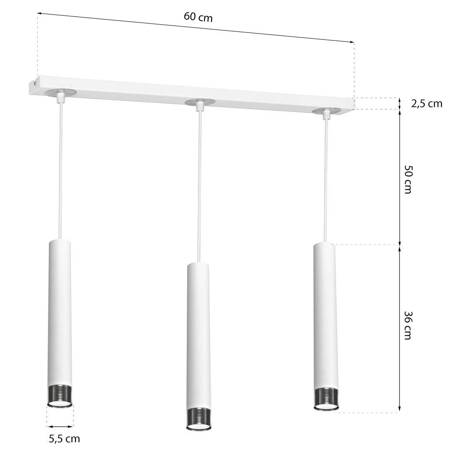 Lampa wisząca DANI WHITE/CHROME 3xGU10