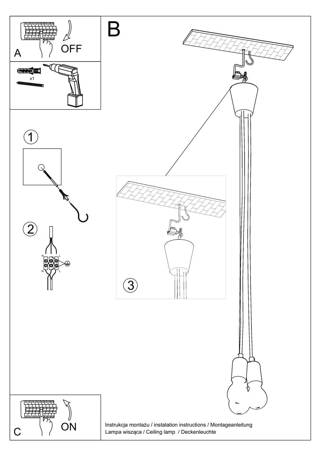 Lampa wisząca DIEGO 3 pomarańczowy