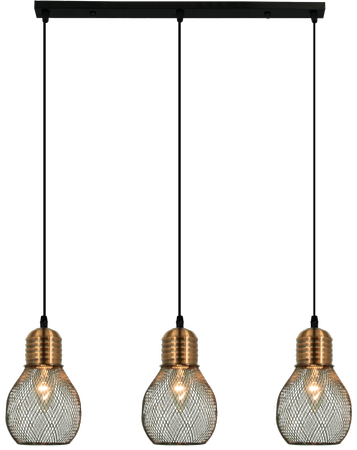 Lampa wisząca Edison 3xE27 czarna miedziana 