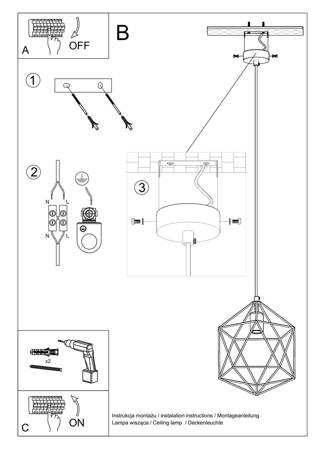 Lampa wisząca GASPARE czarna