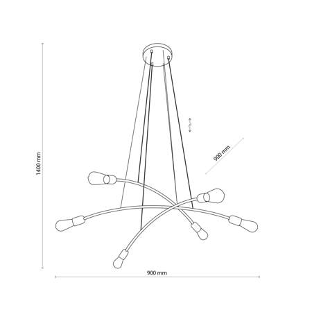 Lampa wisząca HELIX GOLD 6xE27