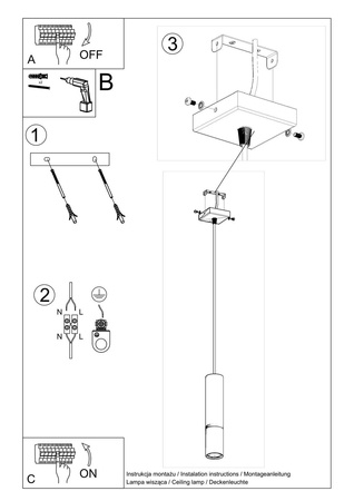 Lampa wisząca LOOPEZ 1 czarny/złoty