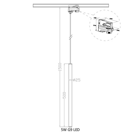 Lampa wisząca Lungo do szynoprzewodu 3F 1xG9 czarna