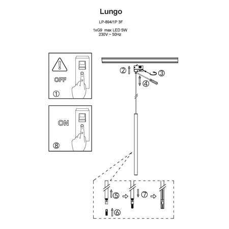 Lampa wisząca Lungo do szynoprzewodu 3F 1xG9 czarna