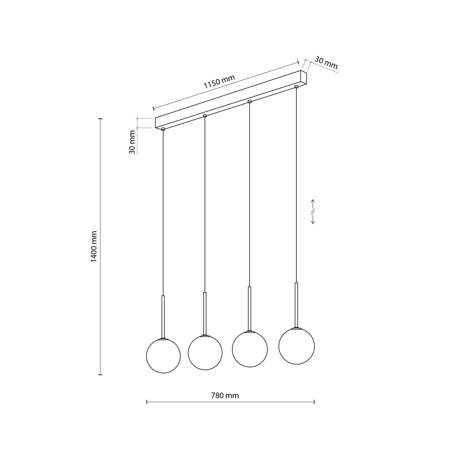 Lampa wisząca MARTIN BLACK / WHITE 4xG9