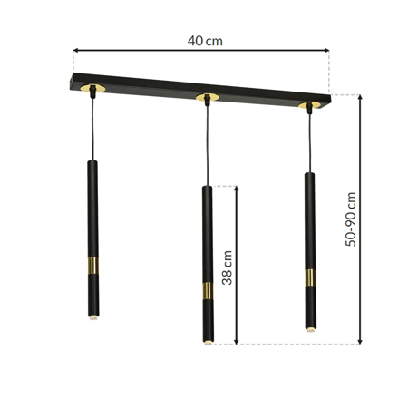 Lampa wisząca MONZA BLACK / GOLD 3xG9 8W