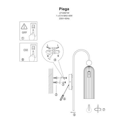 Lampa wisząca Piega 1xE14 dymna złota