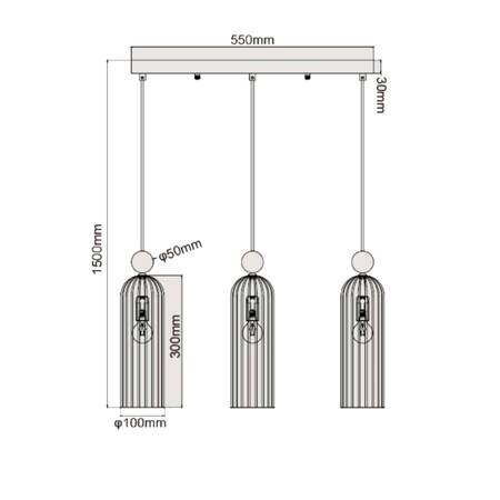 Lampa wisząca Piega 3xE14 bursztynowa złota