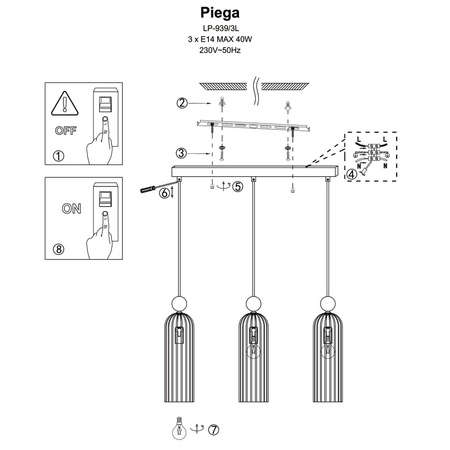 Lampa wisząca Piega 3xE14 bursztynowa złota