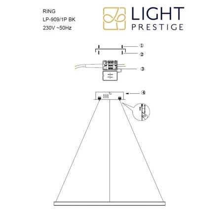 Lampa wisząca Ring średni CCT 1xLED czarny LP-909/1P M BK CCT