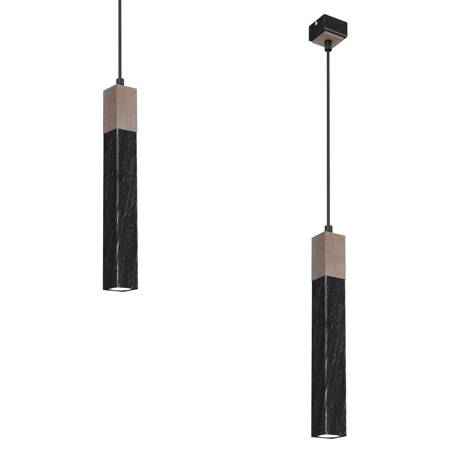 Lampa wisząca SOLO SAWN BLACK / PATINATED WOOD 1x mini GU10