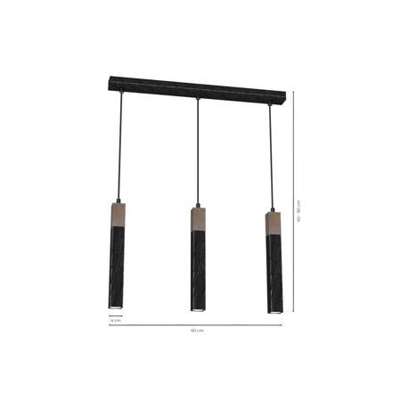 Lampa wisząca SOLO SAWN BLACK / PATINATED WOOD 3x mini GU10