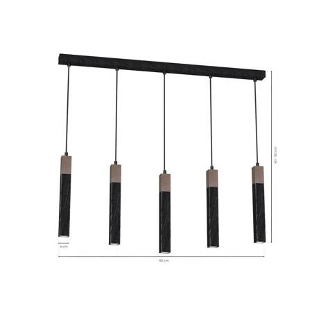 Lampa wisząca SOLO SAWN BLACK / PATINATED WOOD 5x mini GU10