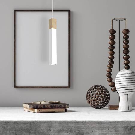 Lampa wisząca SOLO SAWN WHITE / PATINATED WOOD 1x mini GU10