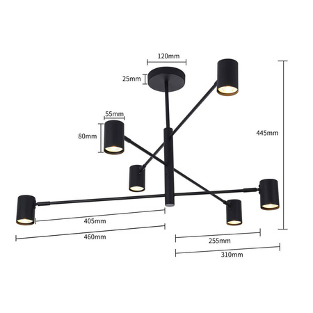 Lampa wisząca Snow 6xGU10 czarna