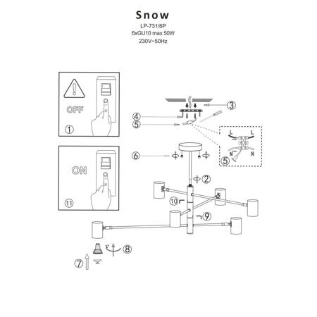 Lampa wisząca Snow 6xGU10 złota